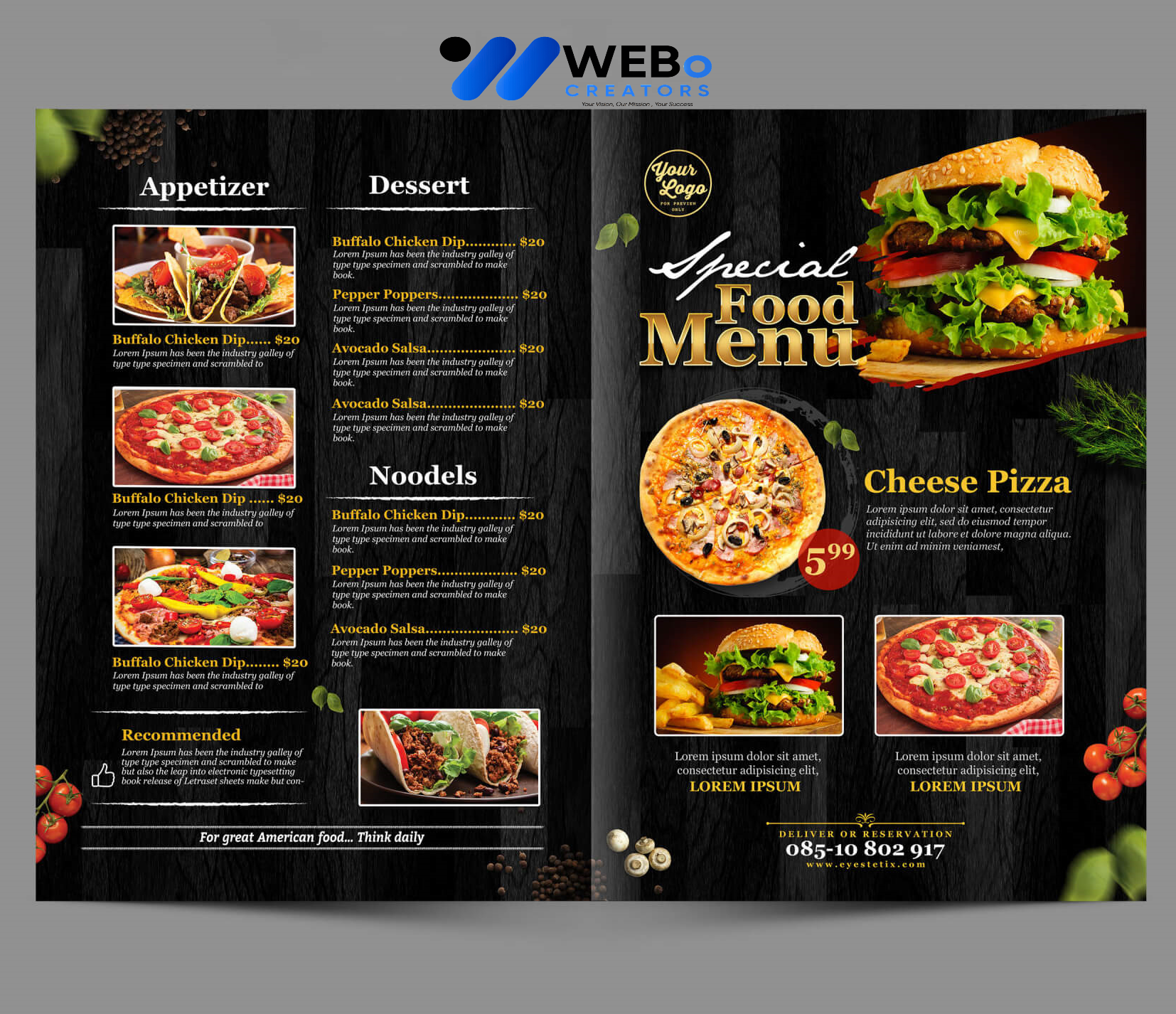 Modern restaurant menu design Manama 2026 café menu layout food branding design services